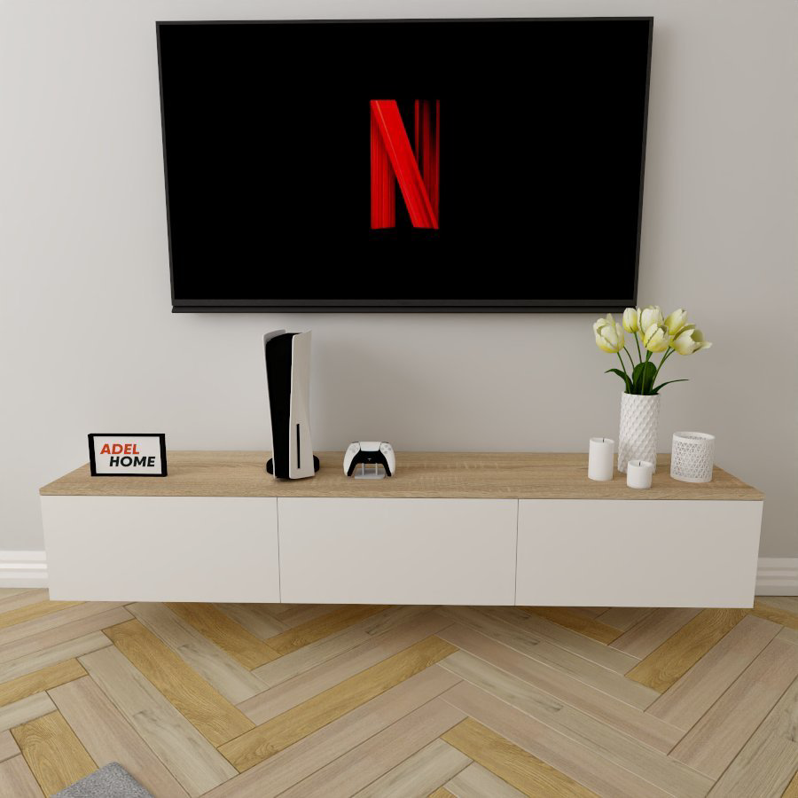 ТВ-тумба Adel Home Роза AH0421 180x30x35см белый/коричневый купить,NaN