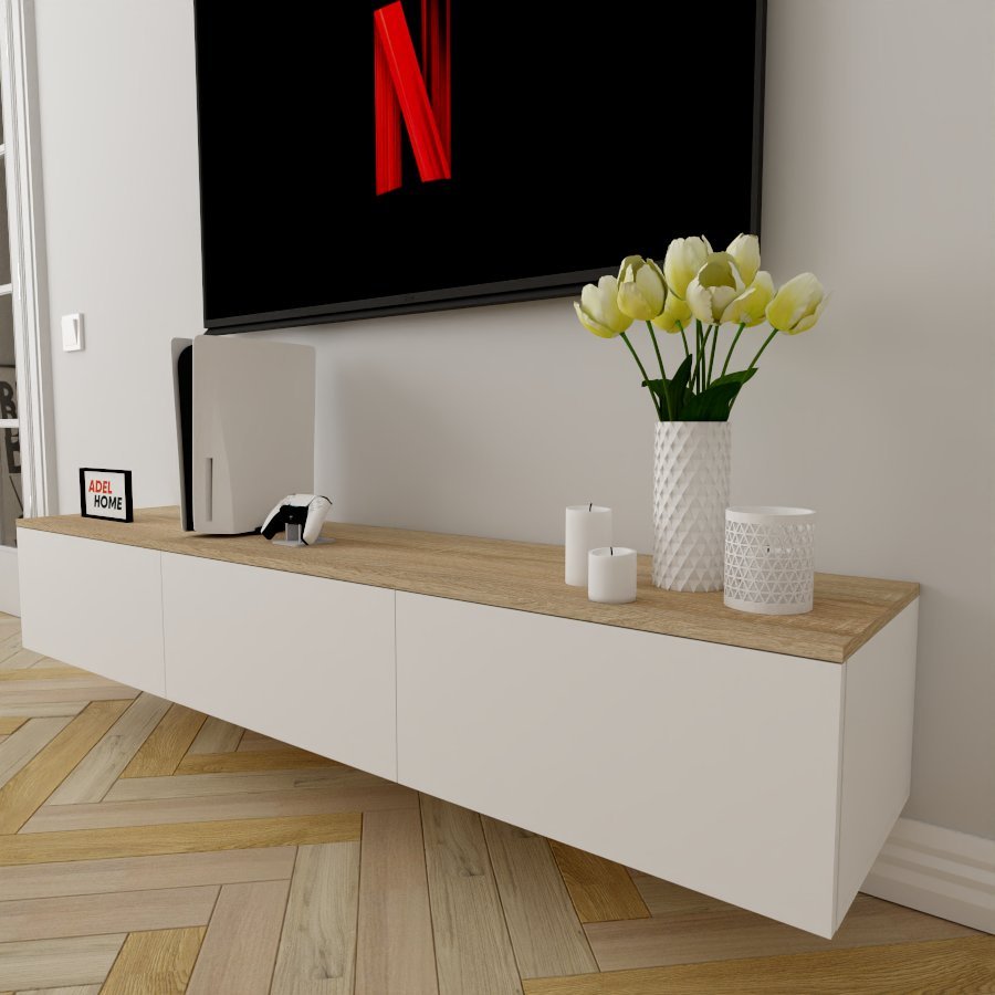ТВ-тумба Adel Home Роза AH0421 180x30x35см белый/коричневый купить,NaN