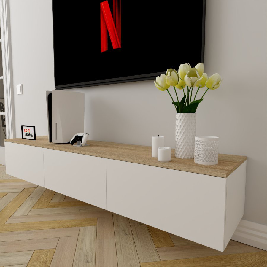 ТВ-тумба Adel Home Роза AH0421 180x30x35см белый/коричневый купить,NaN