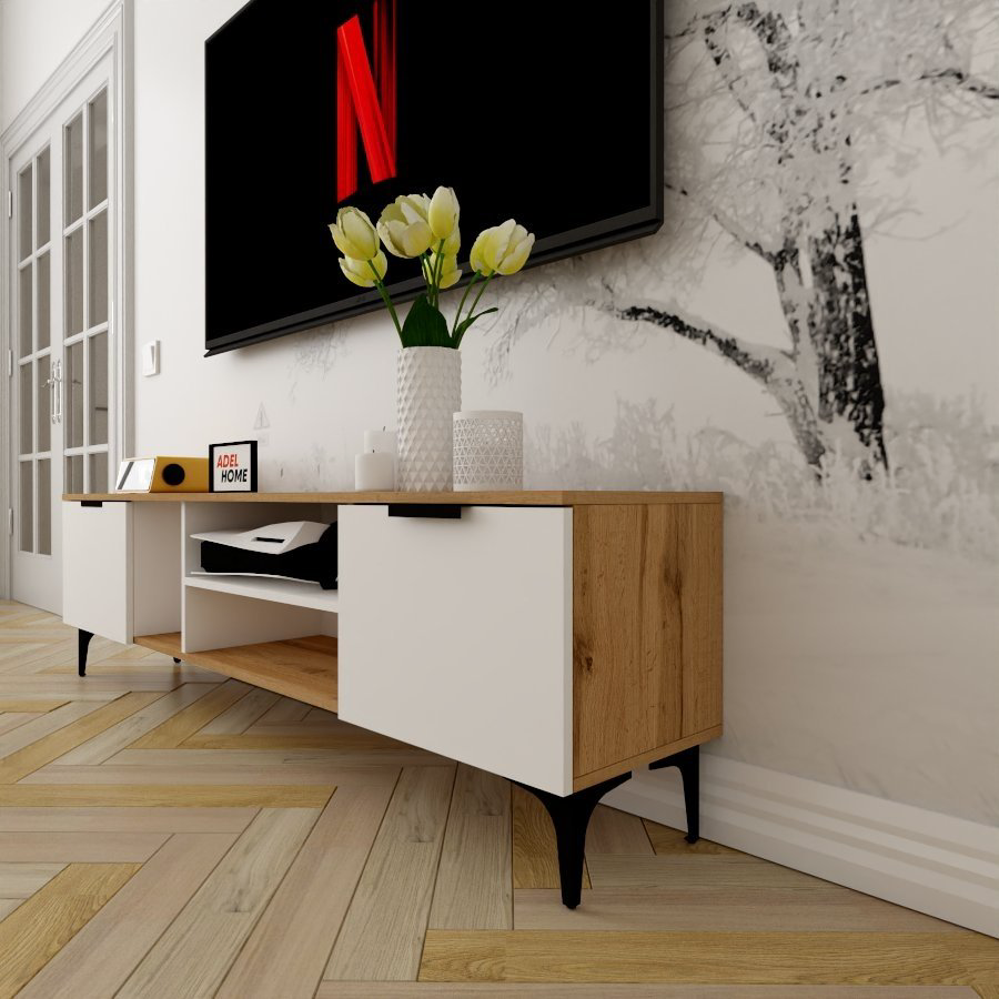 ТВ-тумба напольная Adel Home AH0154 Инди 180x50x35см бело-коричневый купить,NaN