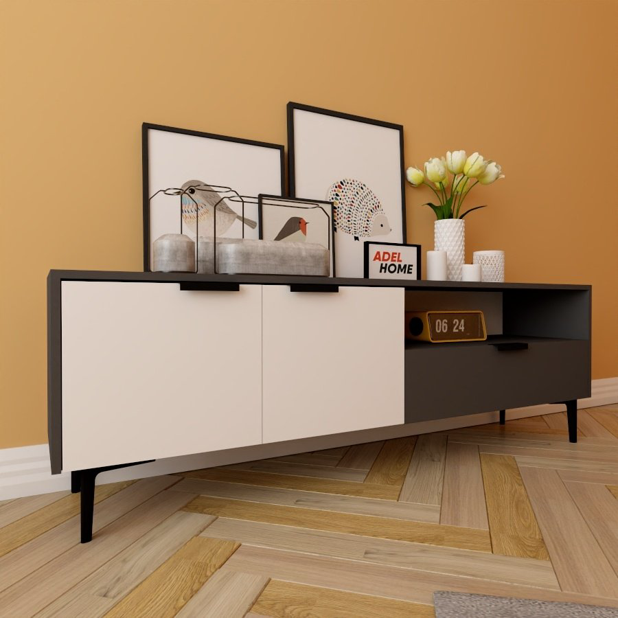 ТВ-тумба Adel Home Бором AH0120 160x50x35см белый/серый купить,NaN