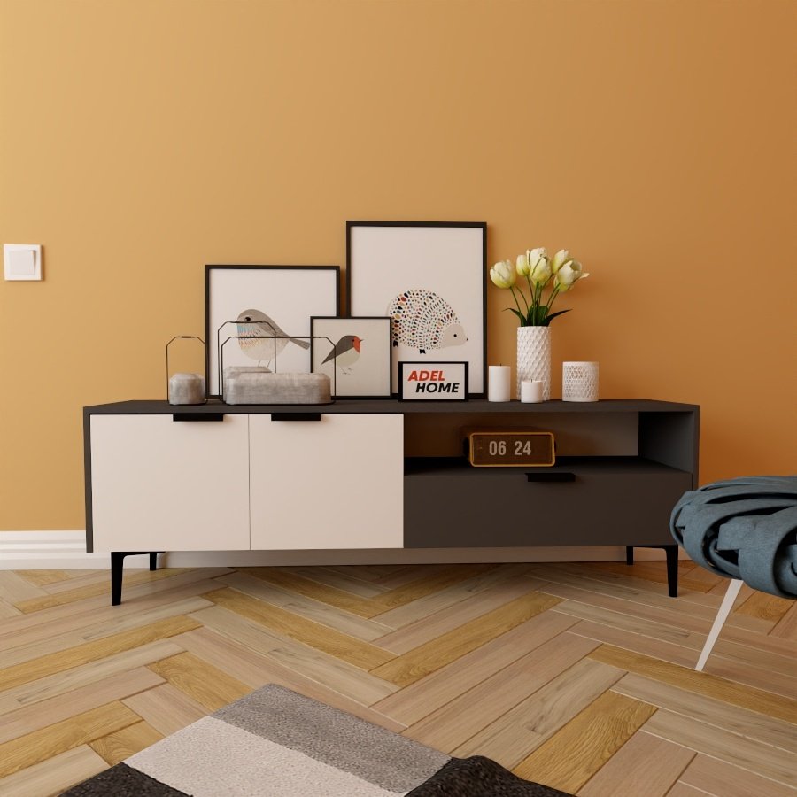 ТВ-тумба Adel Home Бором AH0120 160x50x35см белый/серый купить,NaN