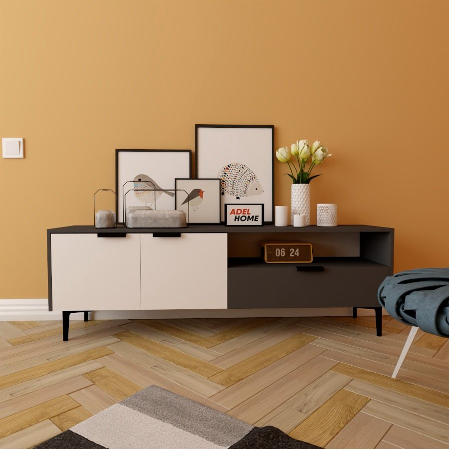 ТВ-тумба Adel Home Бором AH0120 160x50x35см белый/серый купить,NaN
