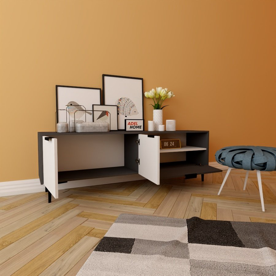 ТВ-тумба Adel Home Бором AH0120 160x50x35см белый/серый купить,NaN