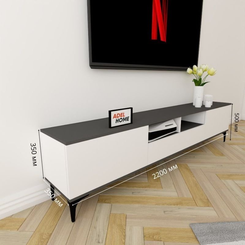 ТВ-тумба напольная Adel Home AH0279 Кэли 220x50x35см бело-серый купить,NaN
