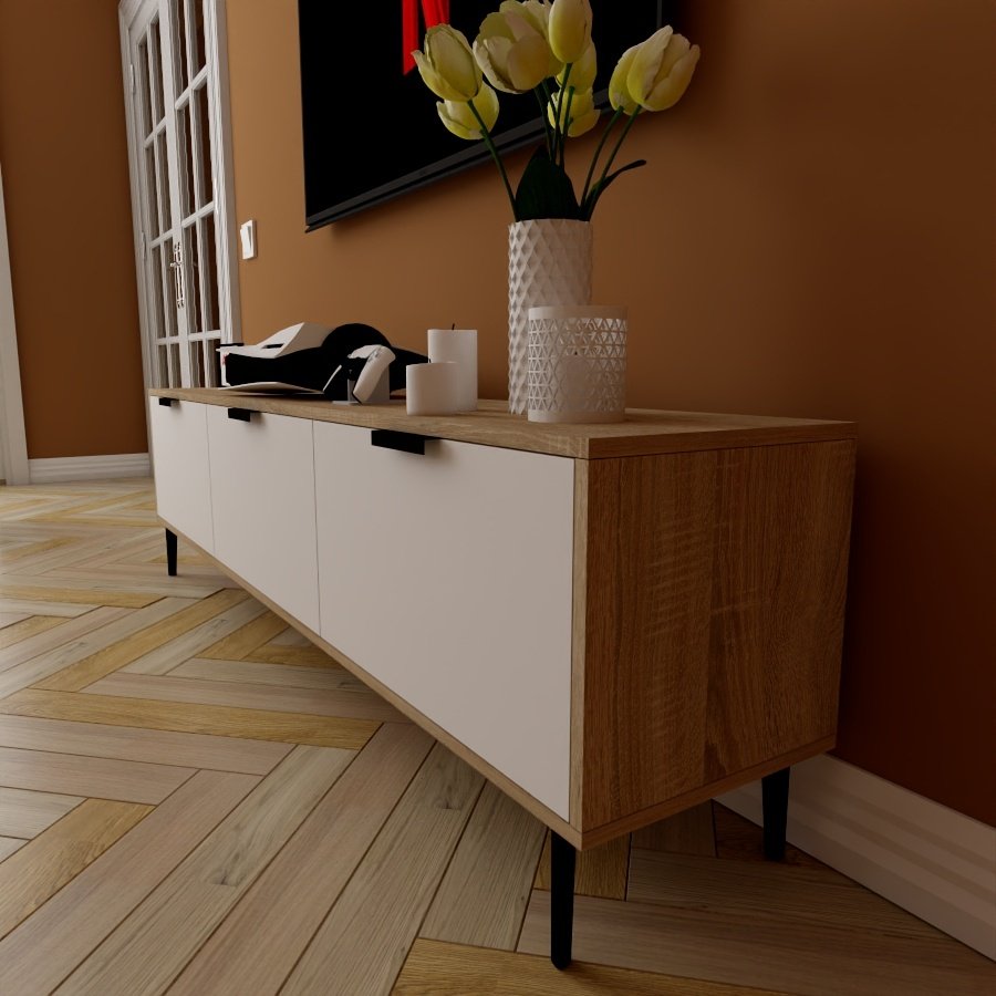ТВ-тумба напольная Adel Home AH0125 Мэри 180x50x35см бело-коричневый купить,NaN