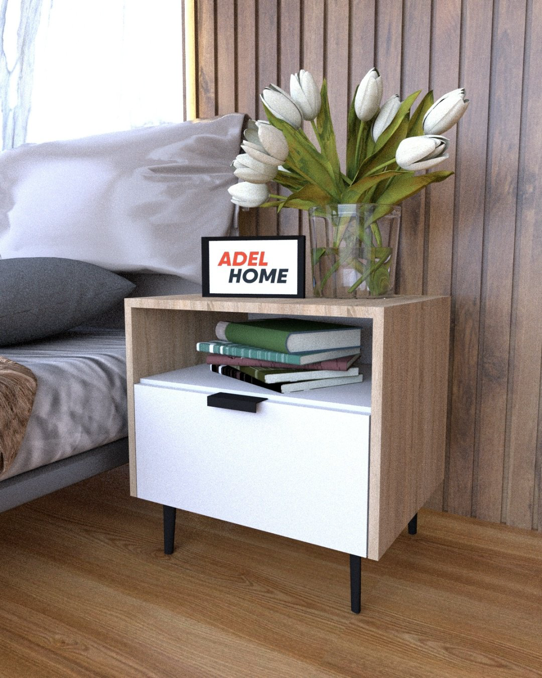 Тумба Adel Home Елана AH0062 50x50x40см бело-коричневый купить,NaN
