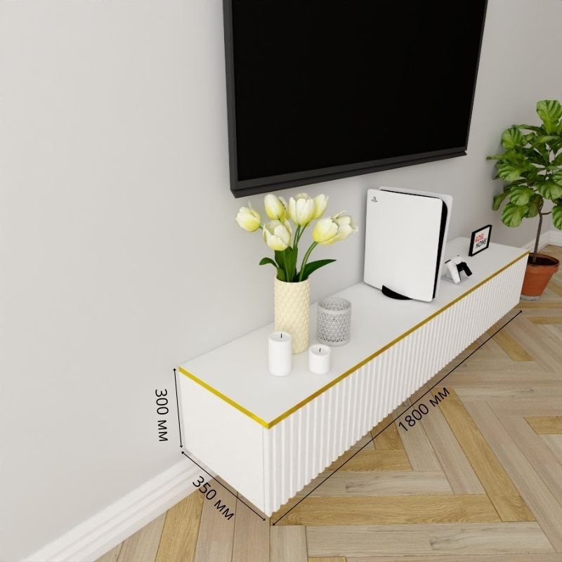 ТВ-тумба Adel Home Анита AH0366 180x30x35см бело-золотой купить,NaN