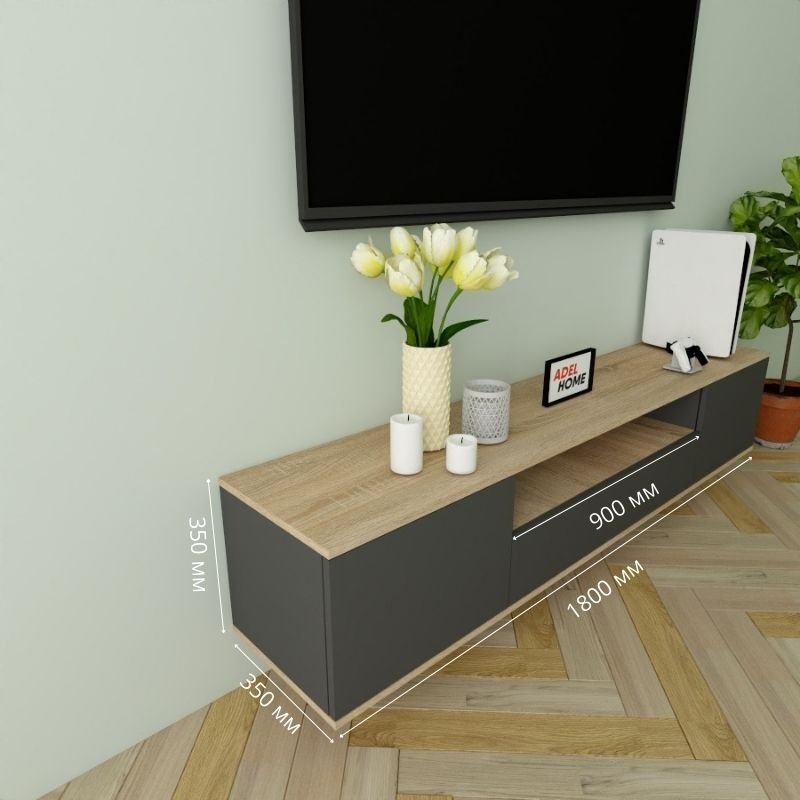 ТВ-тумба Adel Home Тиша AH0338 180x35x35см серый-коричневый купить,NaN