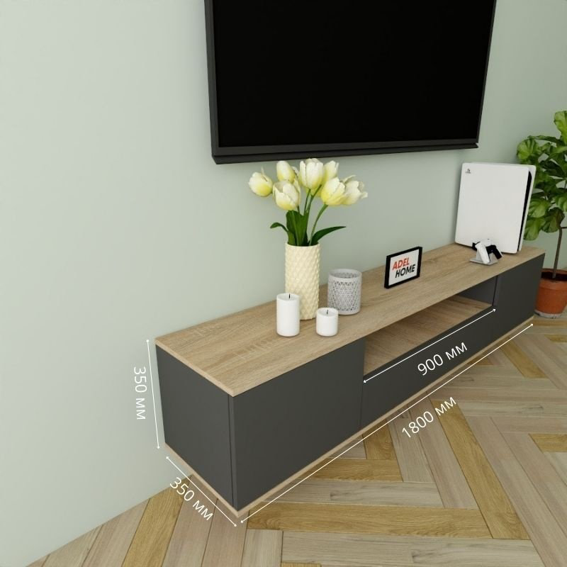 ТВ-тумба Adel Home Тиша AH0338 180x35x35см серый-коричневый купить,NaN