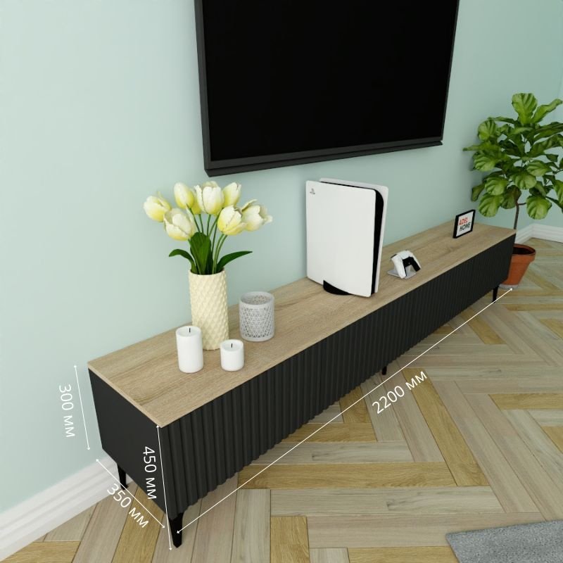 ТВ-тумба напольная Adel Home AH0761 Рослин 220x45x35см черный купить,NaN