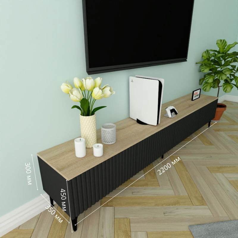 ТВ-тумба напольная Adel Home AH0761 Рослин 220x45x35см черный купить,NaN