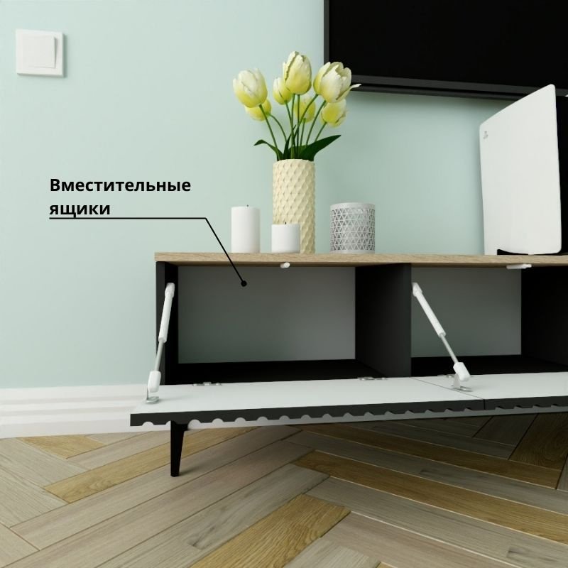 ТВ-тумба напольная Adel Home AH0761 Рослин 220x45x35см черный купить,NaN