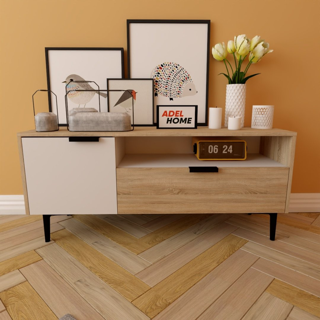 ТВ-тумба напольная Adel Home AH0095 Лама 120x50x35см бело-коричневый купить,NaN