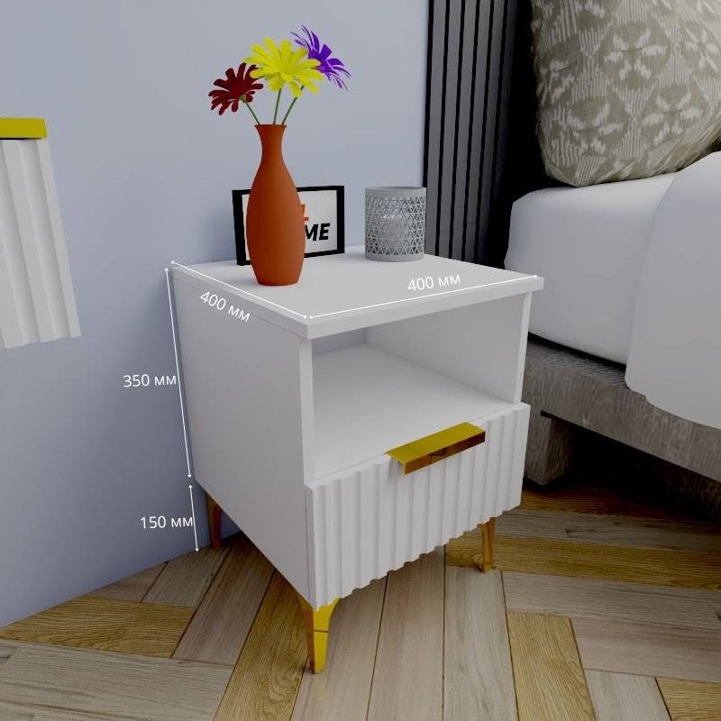 Тумба Adel Home Селеста AH0644 40x50x40см бело-золотой купить,NaN
