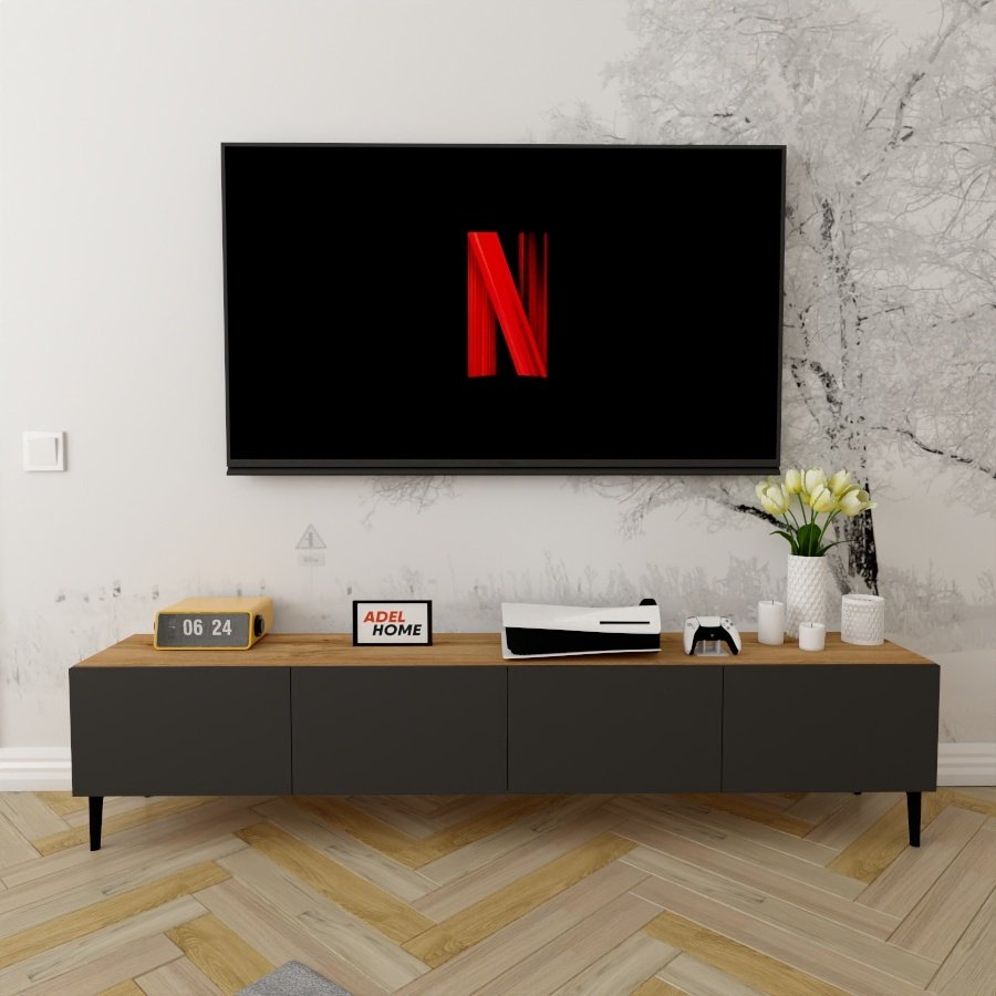 ТВ-тумба Adel Home Асель AH0123 200x45x35см коричневый/графит купить,NaN