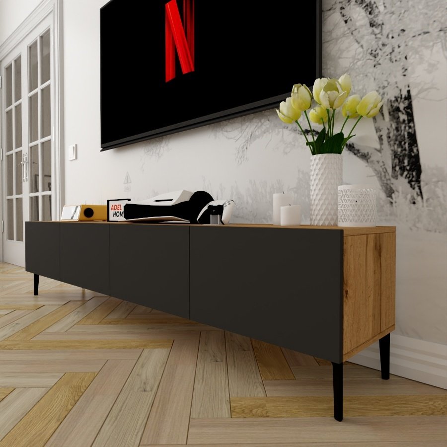 ТВ-тумба Adel Home Асель AH0123 200x45x35см коричневый/графит купить,NaN