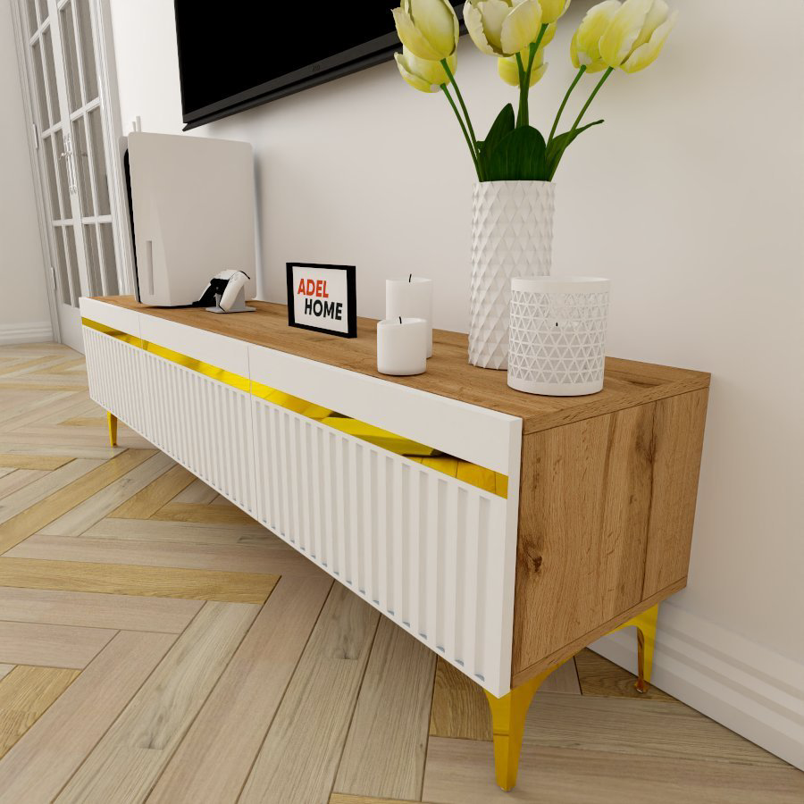 ТВ-тумба напольная Adel Home AH0516 Вивиан 160x45x35см коричнево-золотой купить,NaN