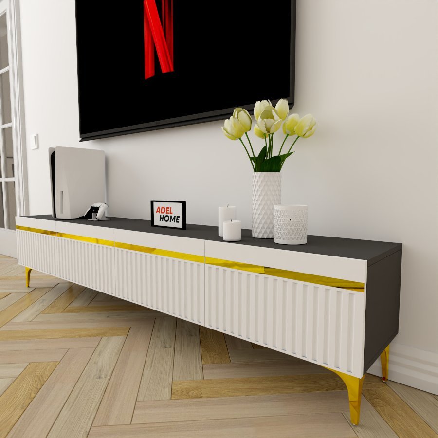 ТВ-тумба Adel Home Анжу AH0464 200x45x35см серо-белый купить,NaN