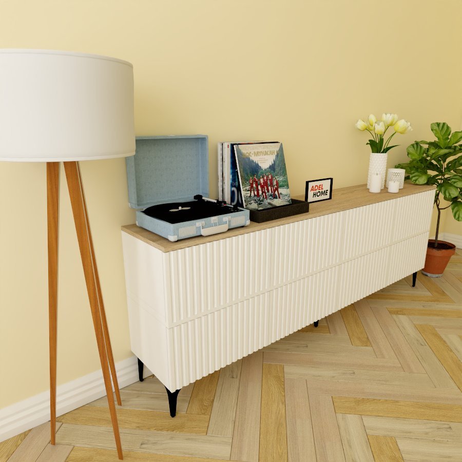 ТВ-тумба напольная Adel Home AH0556 Мичел 200x75x35см бело-коричневый купить,NaN