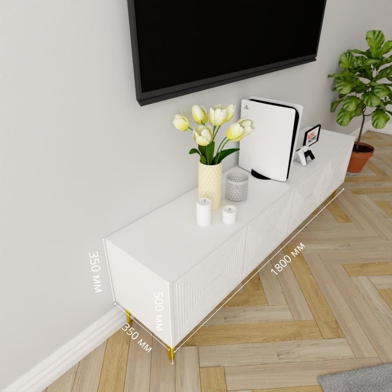 ТВ-тумба напольная Adel Home AH0613 Миракл 180x35x35см золото-белый купить,NaN