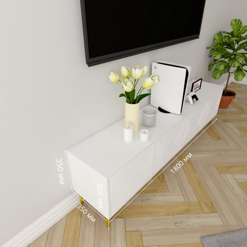ТВ-тумба напольная Adel Home AH0613 Миракл 180x35x35см золото-белый купить,NaN