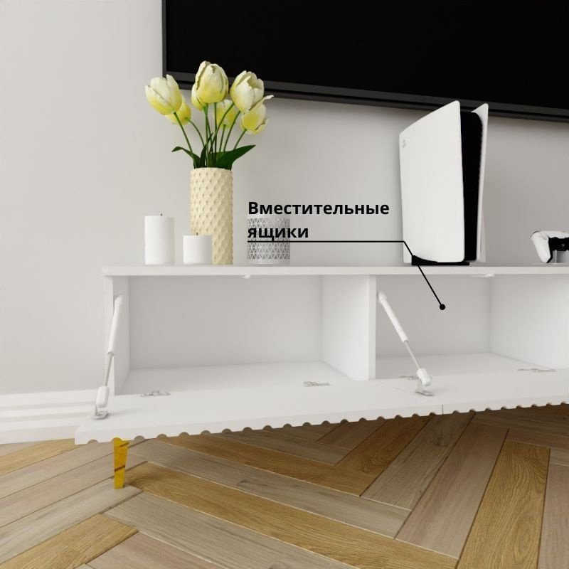 ТВ-тумба напольная Adel Home AH0358 Лорин 160x45x35см бело-золотой купить,NaN