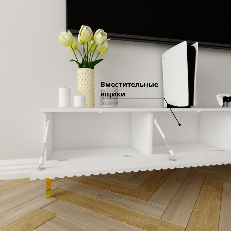 ТВ-тумба напольная Adel Home AH0358 Лорин 160x45x35см бело-золотой купить,NaN