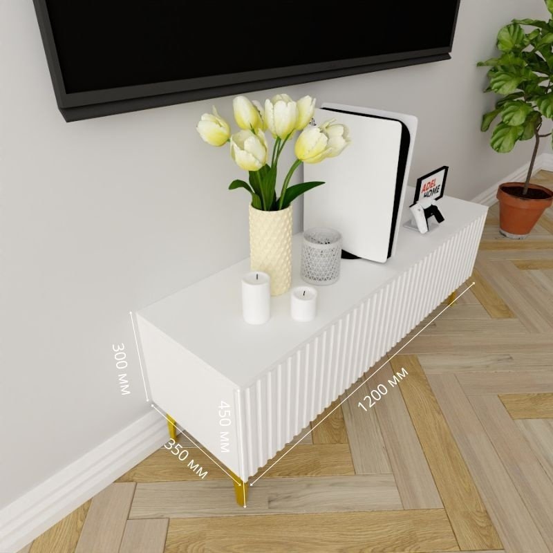 ТВ-тумба напольная Adel Home AH0409 Седар 120x45x35см бело-золотой купить,NaN