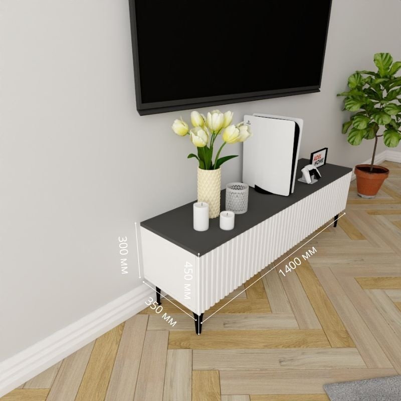 ТВ-тумба напольная Adel Home AH0373 Тамзи 140x45x35см бело-серый купить,NaN
