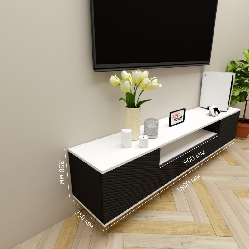 ТВ-тумба Adel Home Зови AH0711 180x35x35см черный-белый купить,NaN