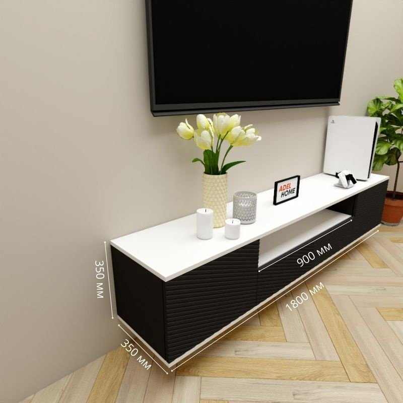 ТВ-тумба Adel Home Зови AH0711 180x35x35см черный-белый купить,NaN