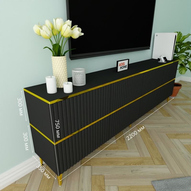 ТВ-тумба напольная Adel Home AH0837 Карина 220x75x35см черный купить,NaN