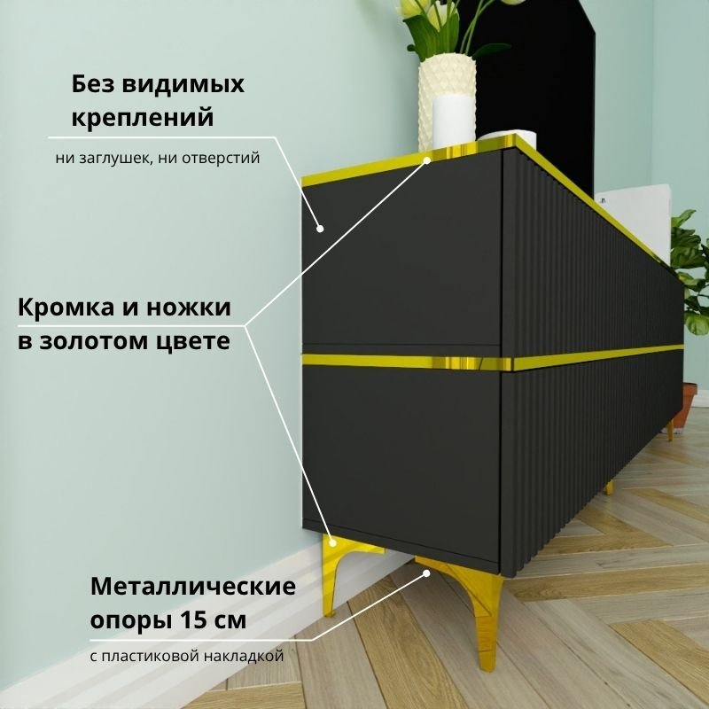 ТВ-тумба напольная Adel Home AH0837 Карина 220x75x35см черный купить,NaN