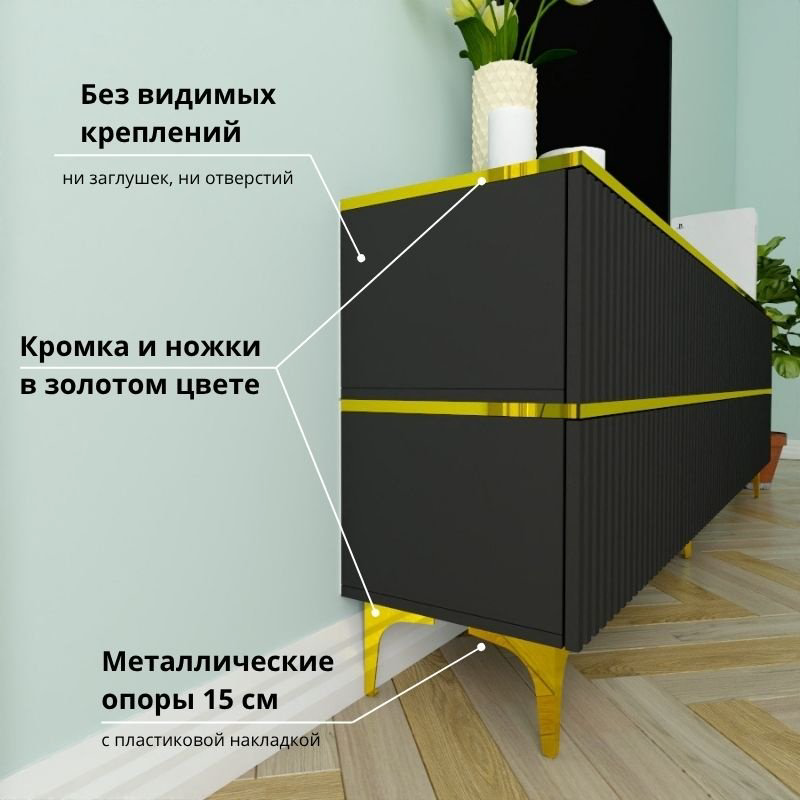 ТВ-тумба напольная Adel Home AH0837 Карина 220x75x35см черный купить,NaN