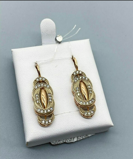Серьги 18684248_463491999 вес 6 г золото, фианит