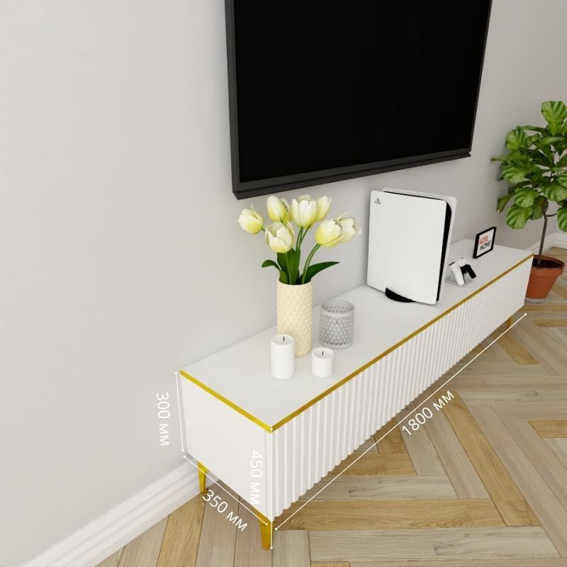 ТВ-тумба Adel Home Алиша AH0365 180x45x35см бело-золотой купить,NaN