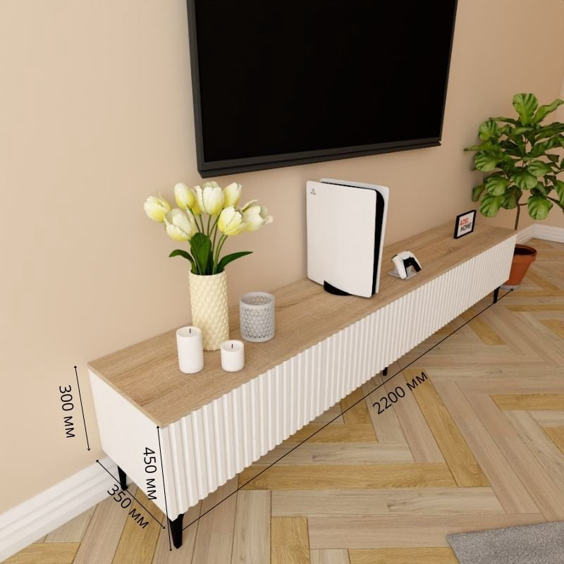 ТВ-тумба напольная Adel Home AH0397 Яник 220x45x35см бело-коричневый купить,NaN