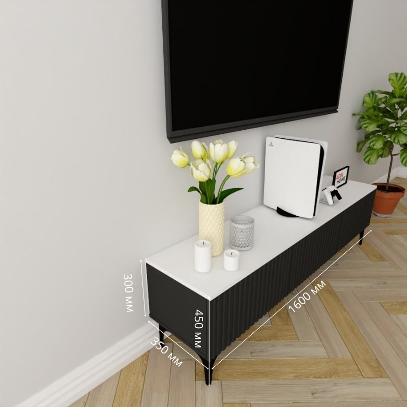 ТВ-тумба напольная Adel Home AH0789 Перонел 160x45x35см черно-белый купить,NaN