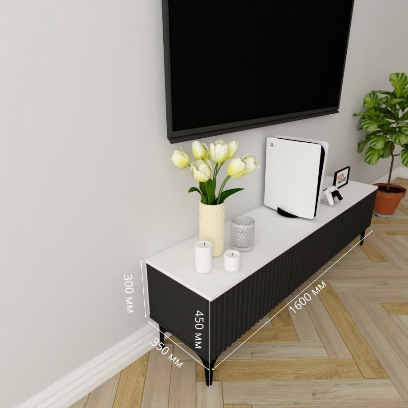 ТВ-тумба напольная Adel Home AH0789 Перонел 160x45x35см черно-белый купить,NaN