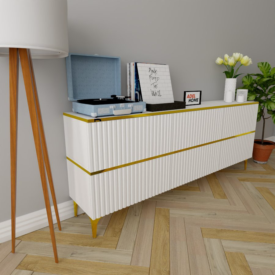ТВ-тумба напольная Adel Home AH0552 Осина 180x75x35см бело-золотой купить,NaN