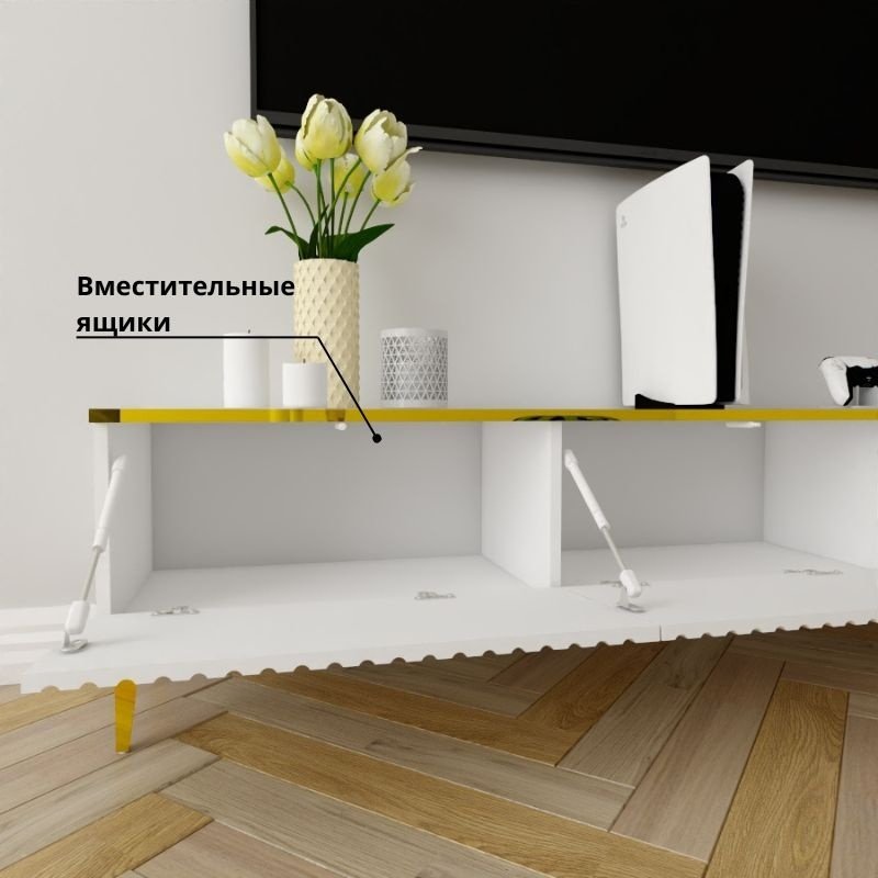 ТВ-тумба Adel Home Алиша AH0365 180x45x35см бело-золотой купить,NaN