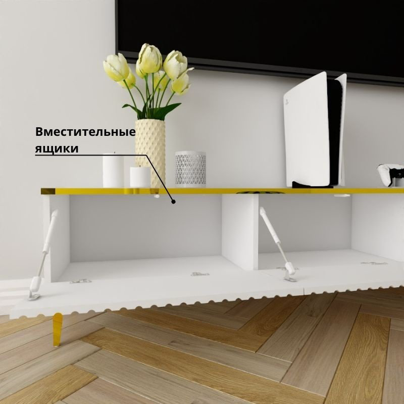 ТВ-тумба Adel Home Алиша AH0365 180x45x35см бело-золотой купить,NaN
