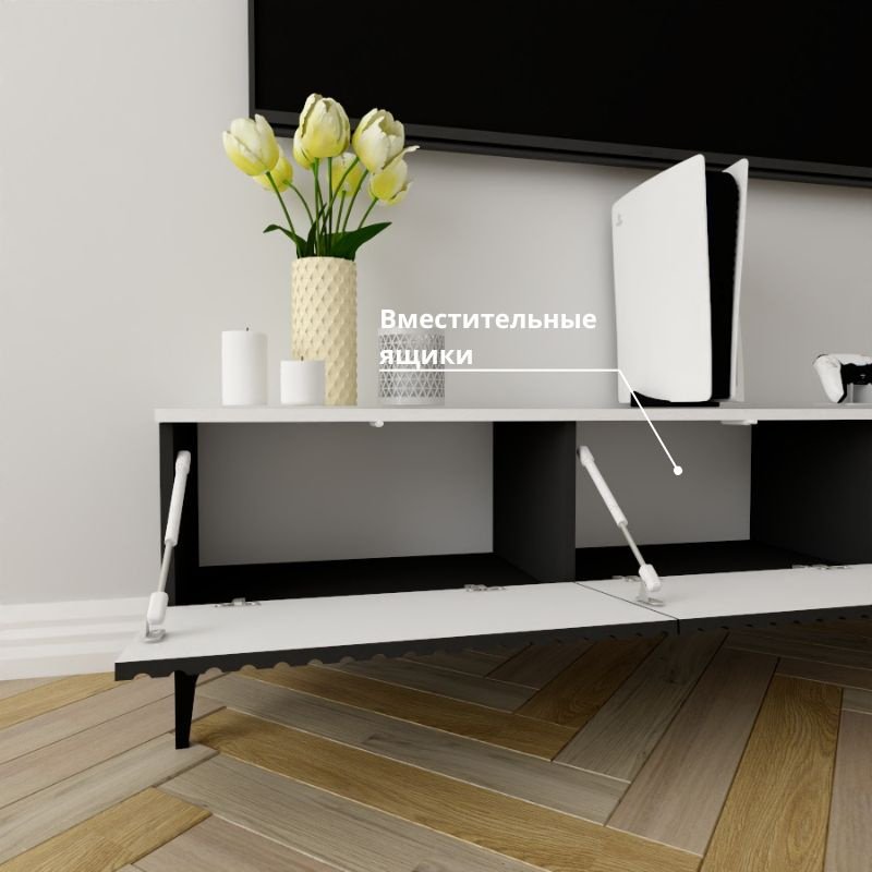 ТВ-тумба напольная Adel Home AH0789 Перонел 160x45x35см черно-белый купить,NaN