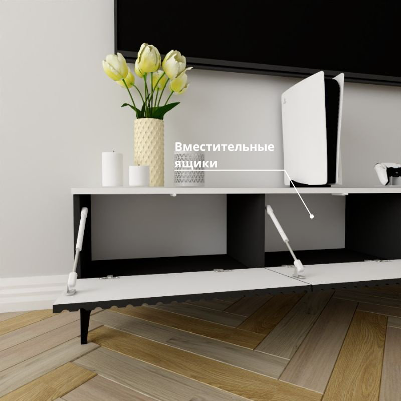 ТВ-тумба напольная Adel Home AH0789 Перонел 160x45x35см черно-белый купить,NaN