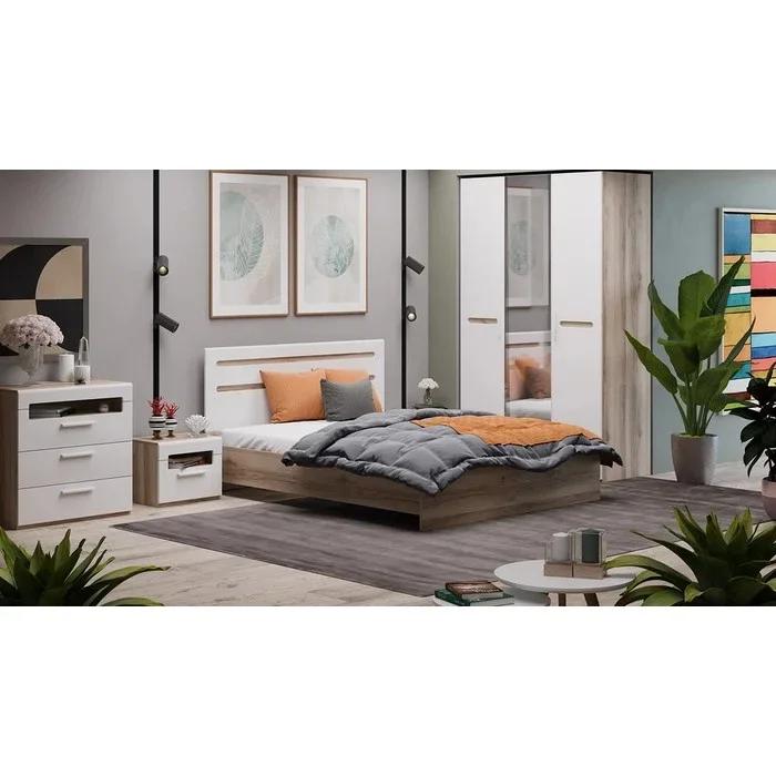 Спальный гарнитур ТриЯ Фьюжн бело-коричневый купить,NaN