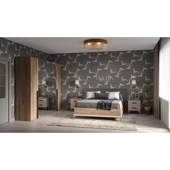 Кровать Глазов Кара №9 160х200 см серо-коричневая купить,NaN