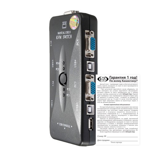 Переключатель KVM ViTi 4V4U черный купить,0