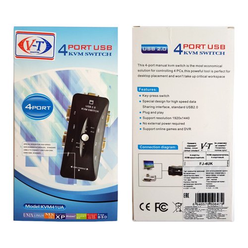 Переключатель KVM ViTi 4V4U черный купить,0