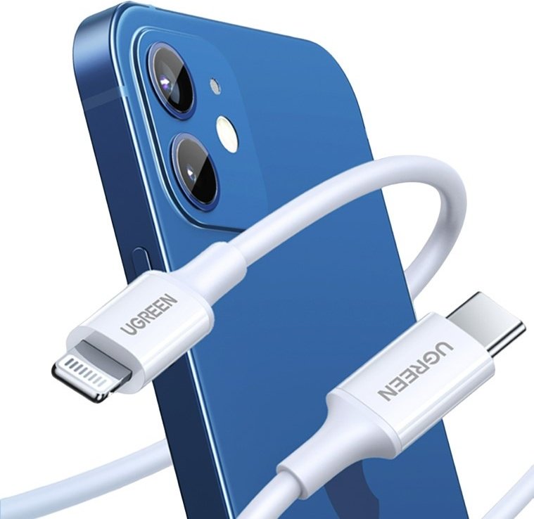 Кабель Ugreen USB TypeC (M), Lightning (M), 1 м, US171 (10493) белый купить,NaN